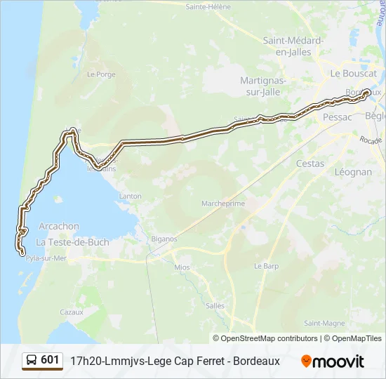 601 Bus Line Map