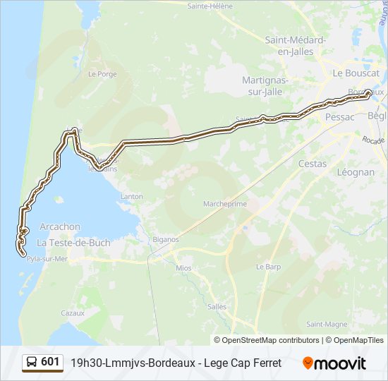 Plan de la ligne 601 de bus