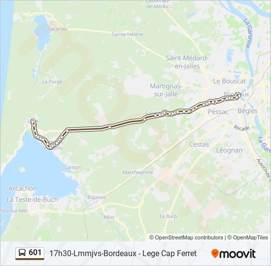 601 bus Line Map