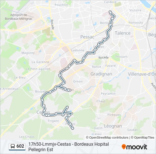 Plan de la ligne 602 de bus