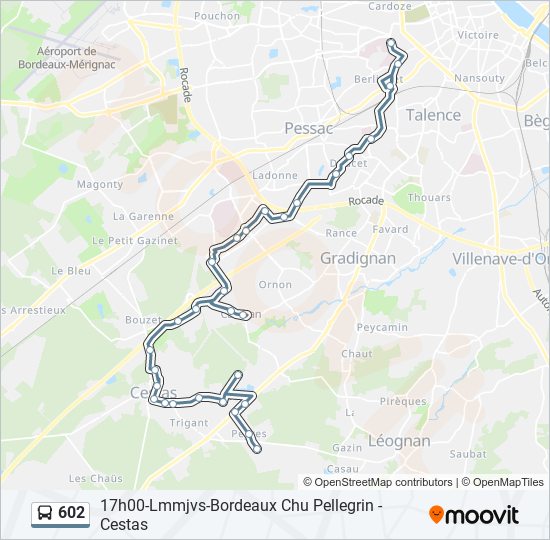 Plan de la ligne 602 de bus