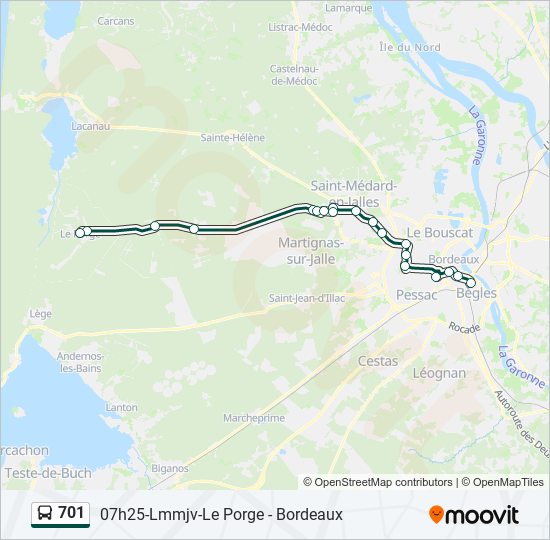 Plan de la ligne 701 de bus