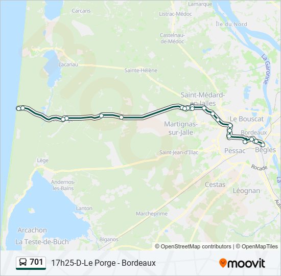 Plan de la ligne 701 de bus