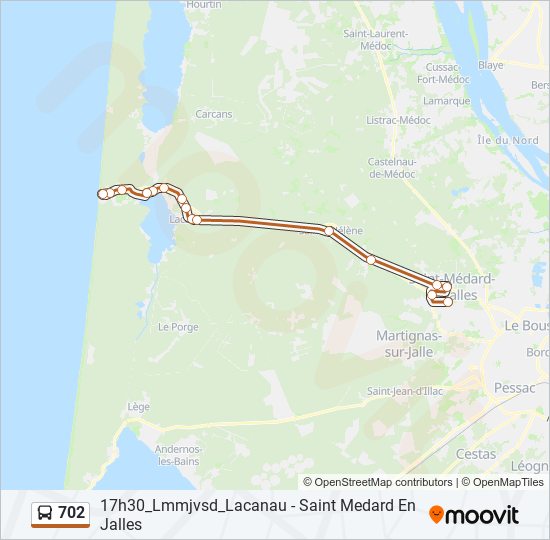 Plan de la ligne 702 de bus