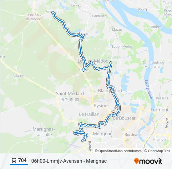 704 Bus Line Map