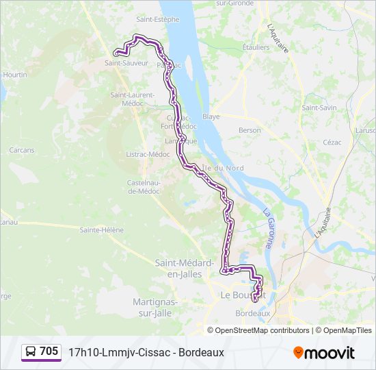 Plan de la ligne 705 de bus