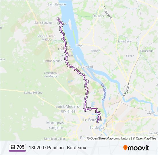 705 bus Line Map