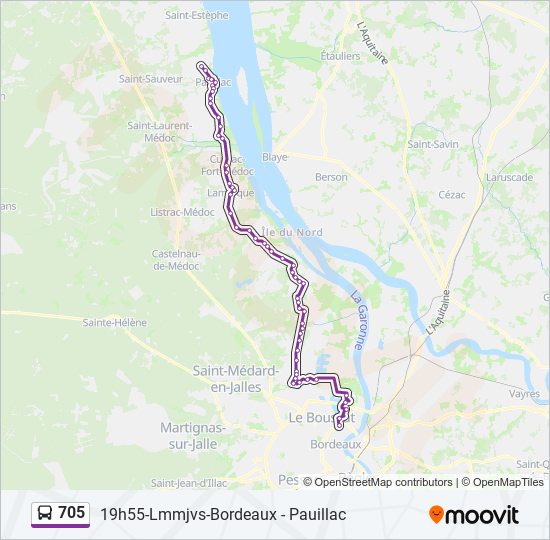 Mapa de 705 de autobús