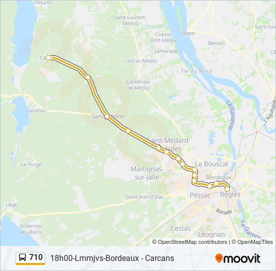 Plan de la ligne 710 de bus