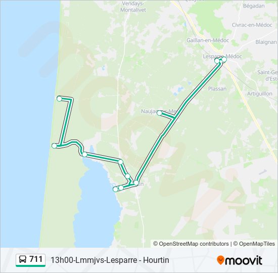 Plan de la ligne 711 de bus