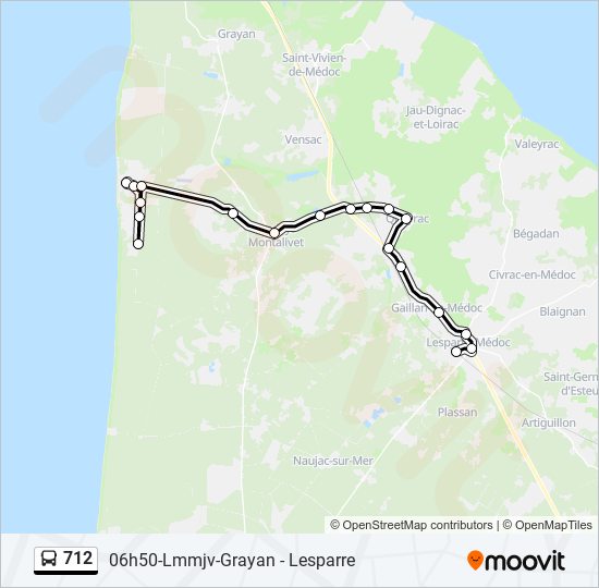 Plan de la ligne 712 de bus