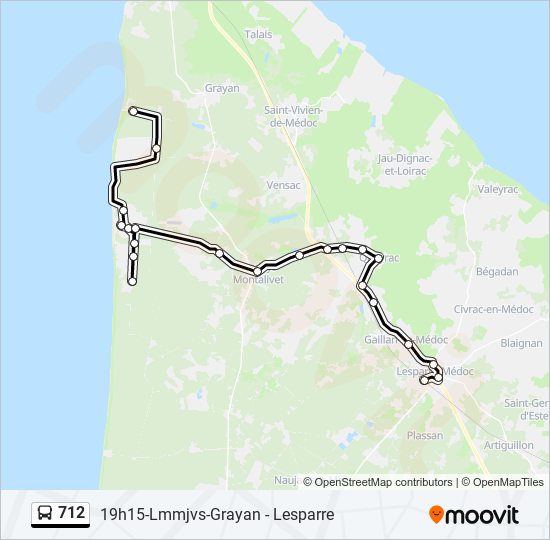 Plan de la ligne 712 de bus