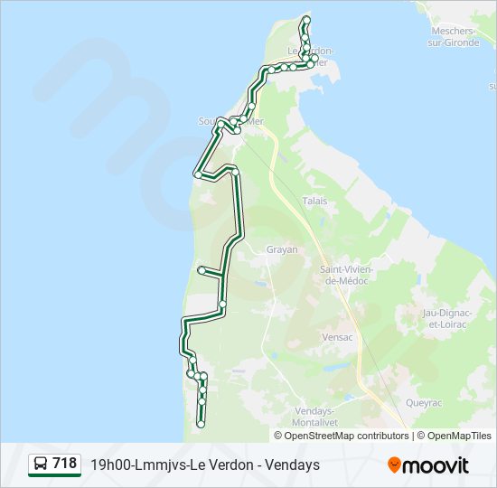 Mapa de 718 de autobús