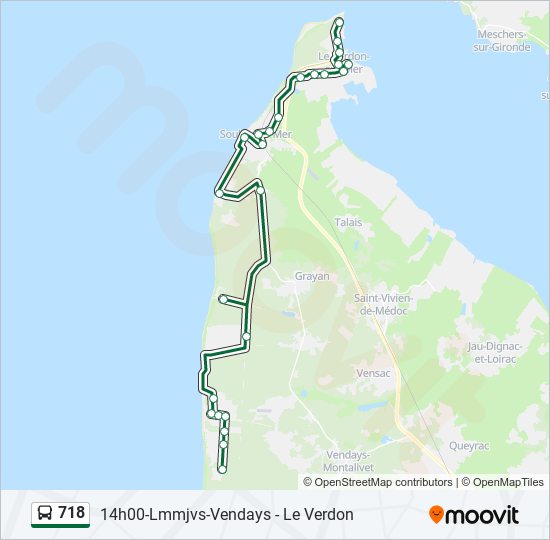 Mapa de 718 de autobús