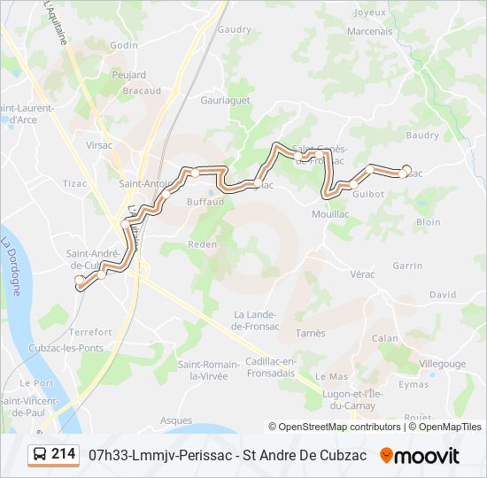 Plan de la ligne 214 de bus