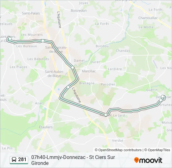 281 Bus Line Map