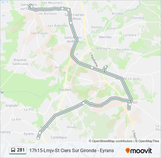 Plan de la ligne 281 de bus
