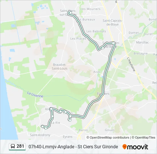 281 Bus Line Map