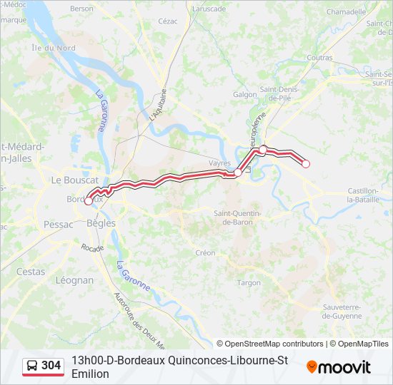 Mapa de 304 de autobús