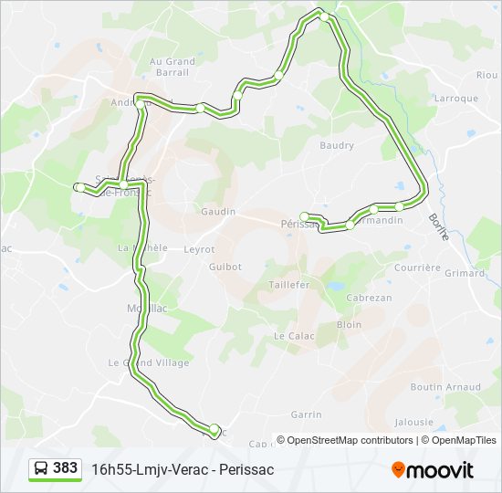 Mapa de 383 de autobús