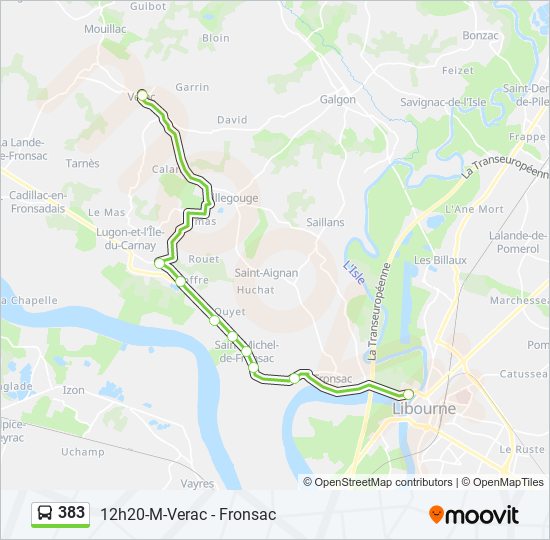 Plan de la ligne 383 de bus