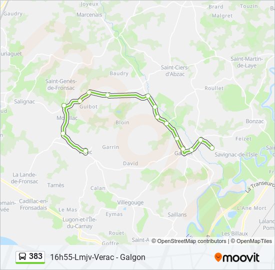 Plan de la ligne 383 de bus