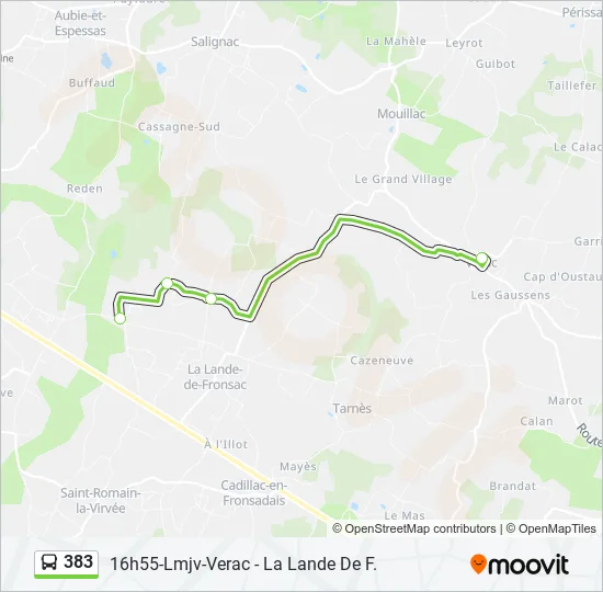 383 Bus Line Map