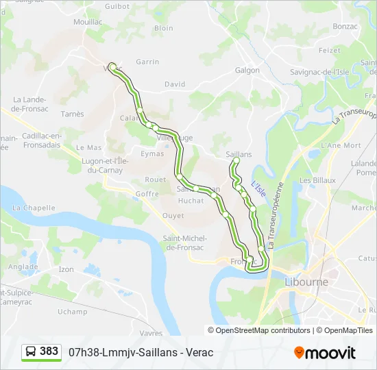 383 Bus Line Map