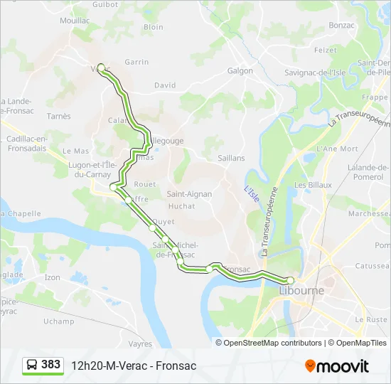 383 Bus Line Map