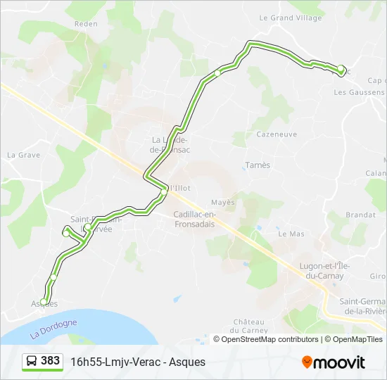 383 Bus Line Map