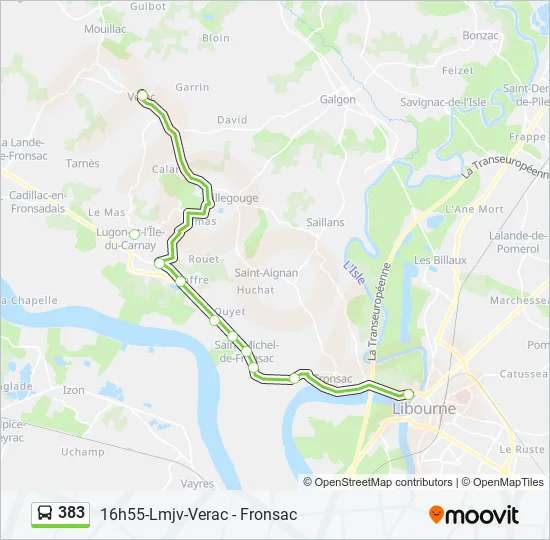 383 Bus Line Map