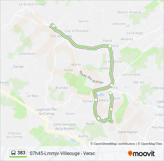 383 Bus Line Map