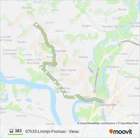 383 Bus Line Map