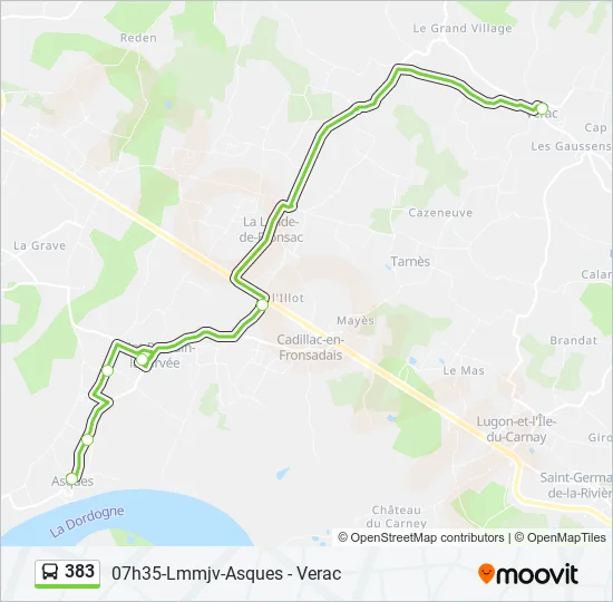 383 Bus Line Map