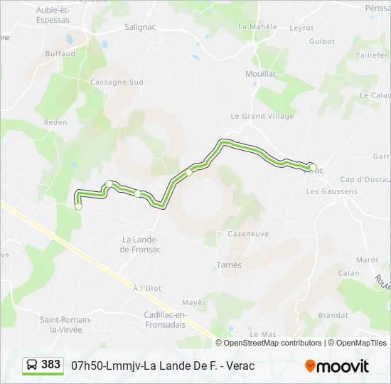 383 Bus Line Map