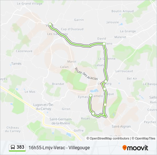 Plan de la ligne 383 de bus