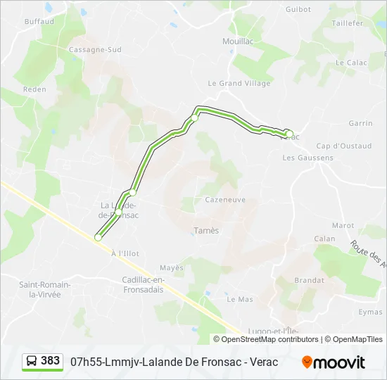 383 Bus Line Map