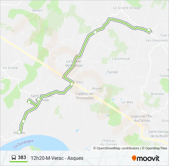 383 Bus Line Map
