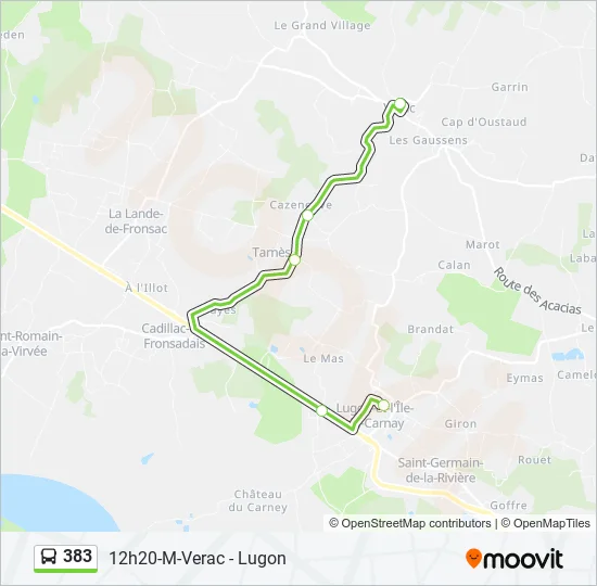 383 Bus Line Map