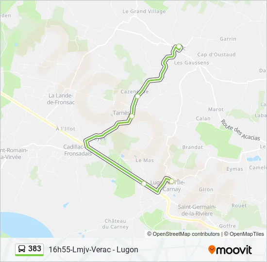 383 Bus Line Map