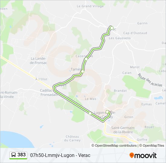 Plan de la ligne 383 de bus
