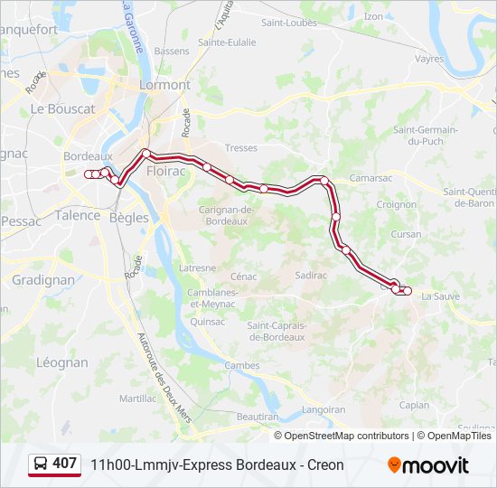 Mapa de 407 de autobús