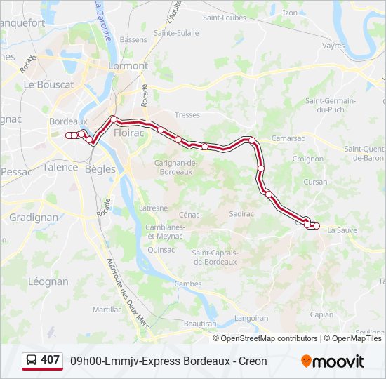 Mapa de 407 de autobús