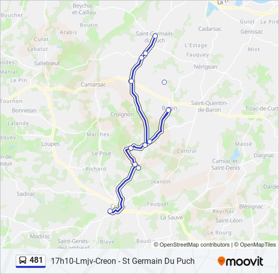 Mapa de 481 de autobús