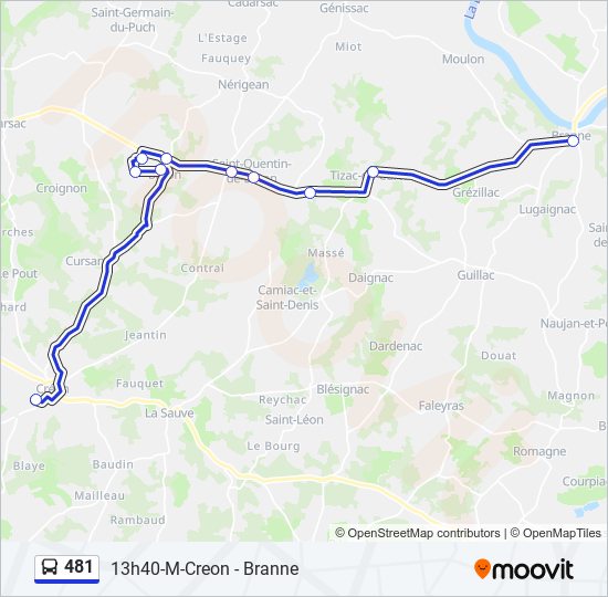 Plan de la ligne 481 de bus