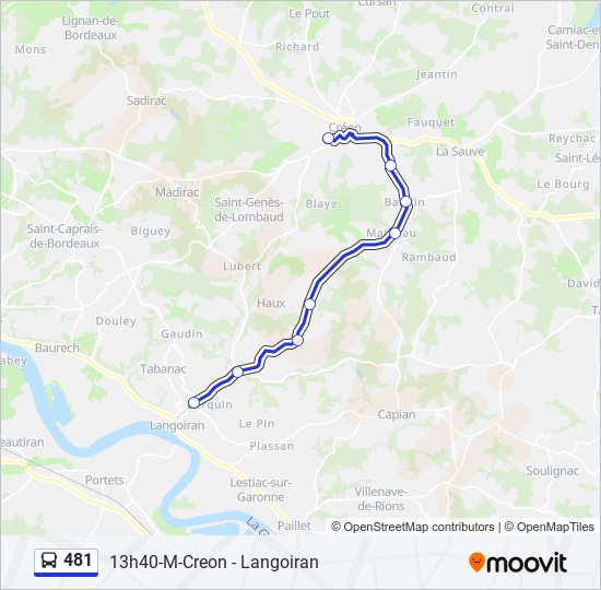 Mapa de 481 de autobús