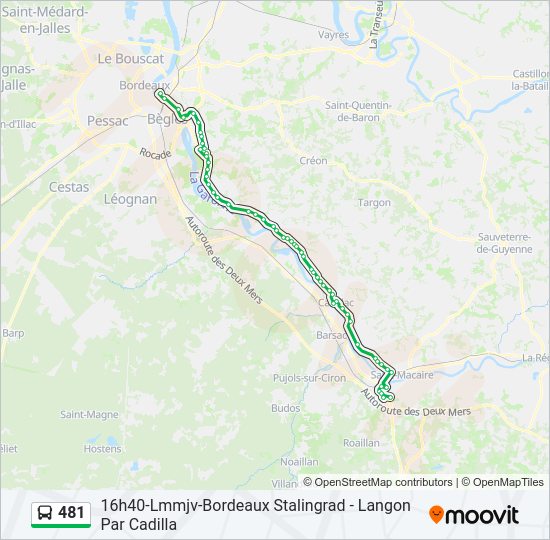 Plan de la ligne 481 de bus