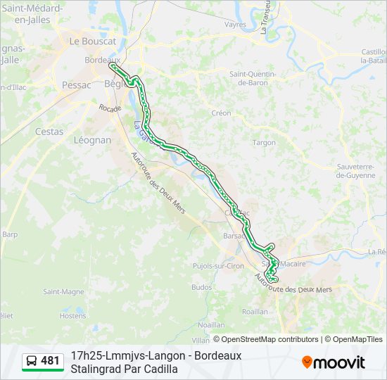 Plan de la ligne 481 de bus