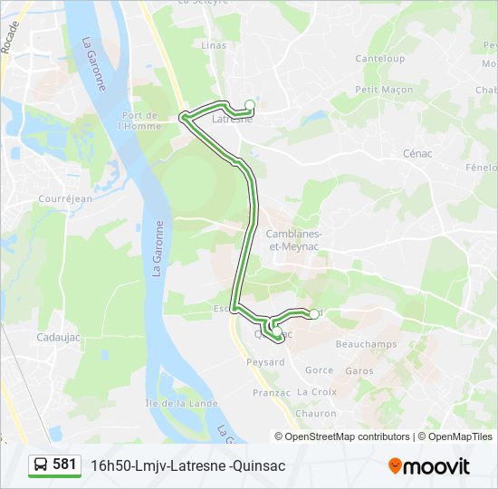 Plan de la ligne 581 de bus