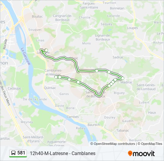 Mapa de 581 de autobús